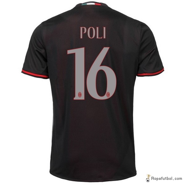 Camiseta AC Milan Replica Primera Ropa Poli 2016/17 Negro